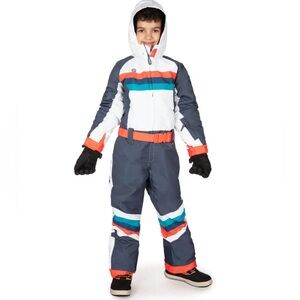Tipsy Elves Boy’s Traverse Snow Suit - Grey/White/Orange/Blue
